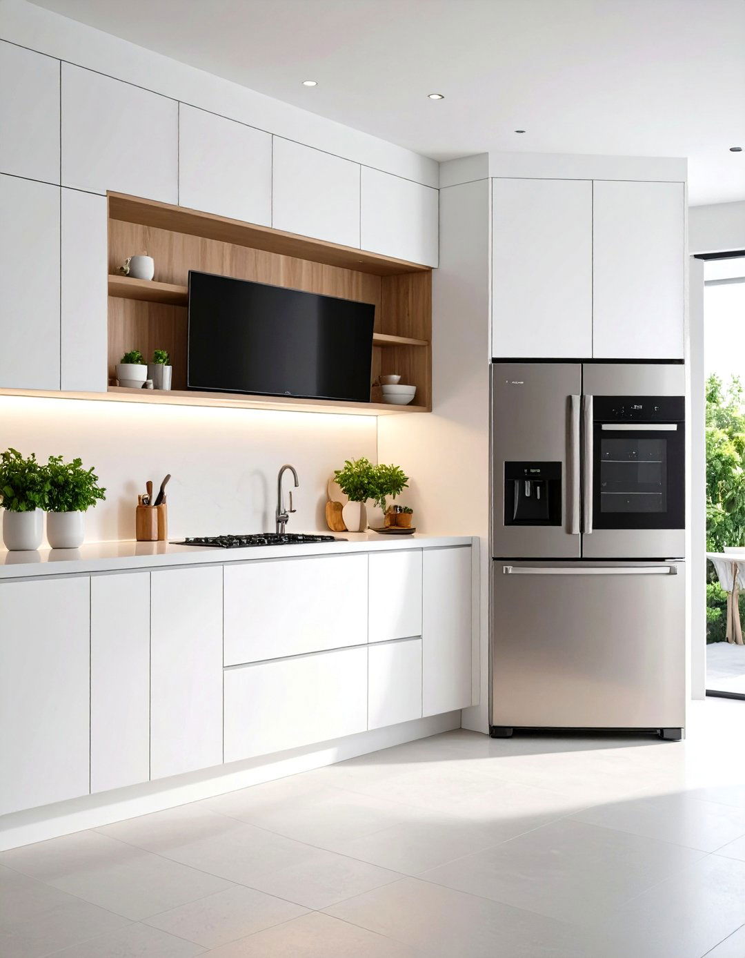 Above the Fridge Kitchen TV Nook - 30 kitchen tv ideas