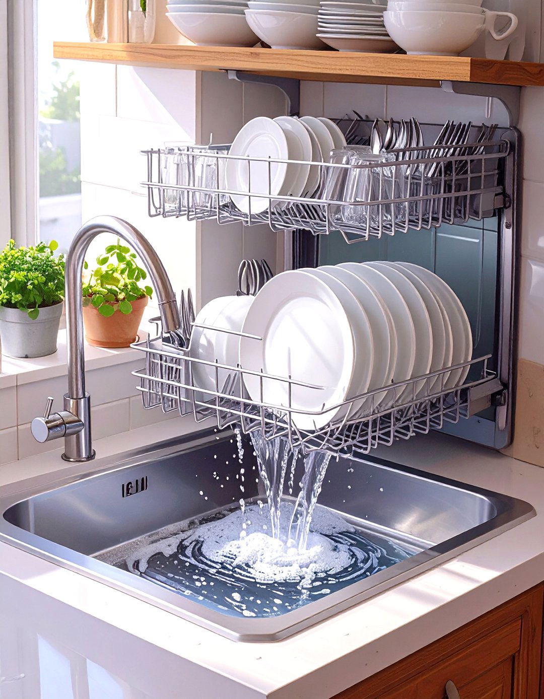 Above the Sink Dish Drying Rack Shelf - 30 small kitchen shelf ideas