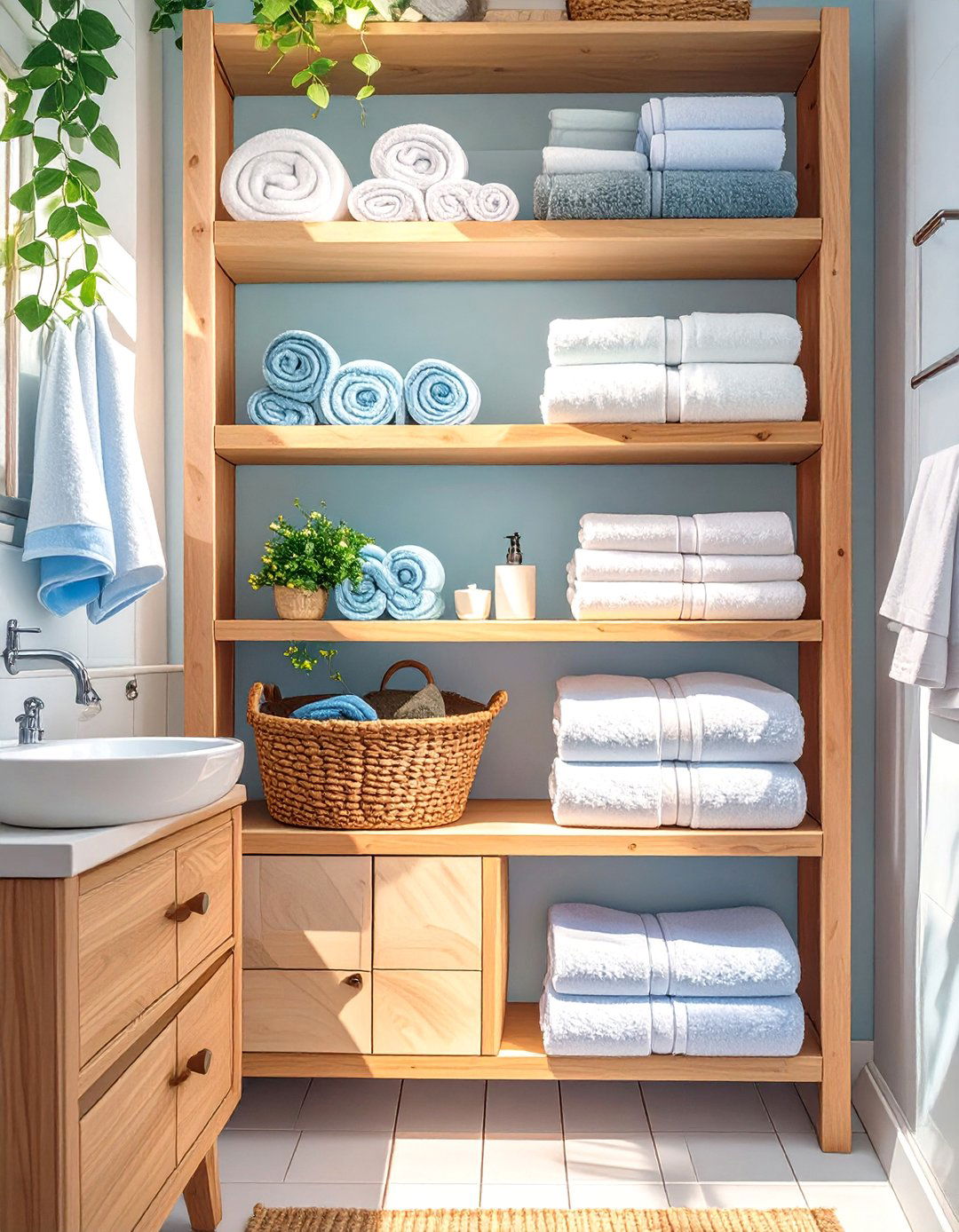 Above the Toilet Storage Shelf - 30 bathroom towel storage ideas
