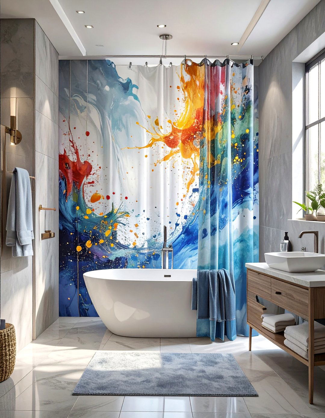 Abstract Art Bathroom Curtain - 30 bathroom curtains ideas