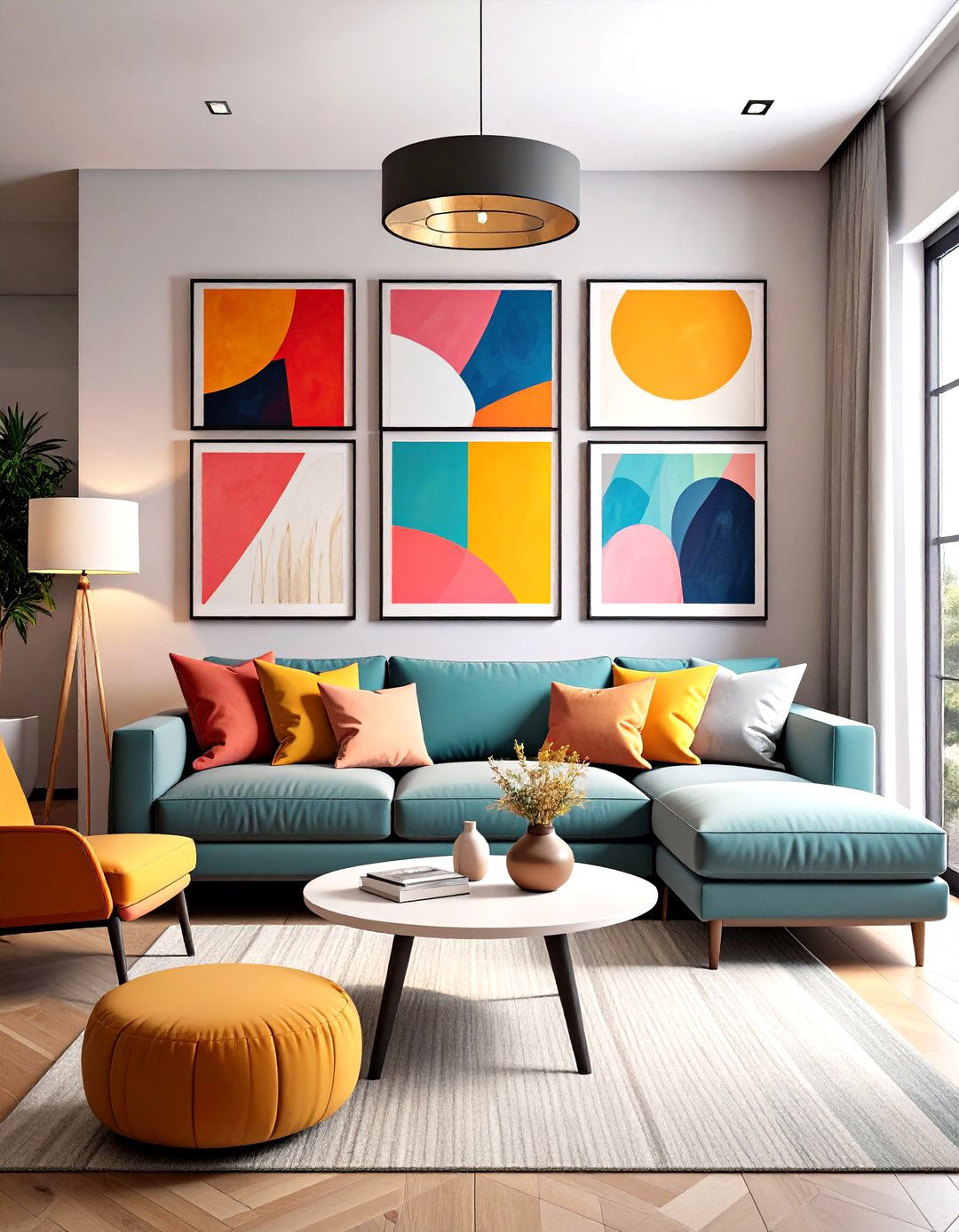 Abstract Art Collection Picture Wall - 30 picture wall ideas for living room