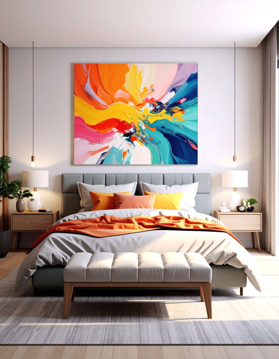 Abstract Art as a Focal Point - 30 pinterest bedroom ideas