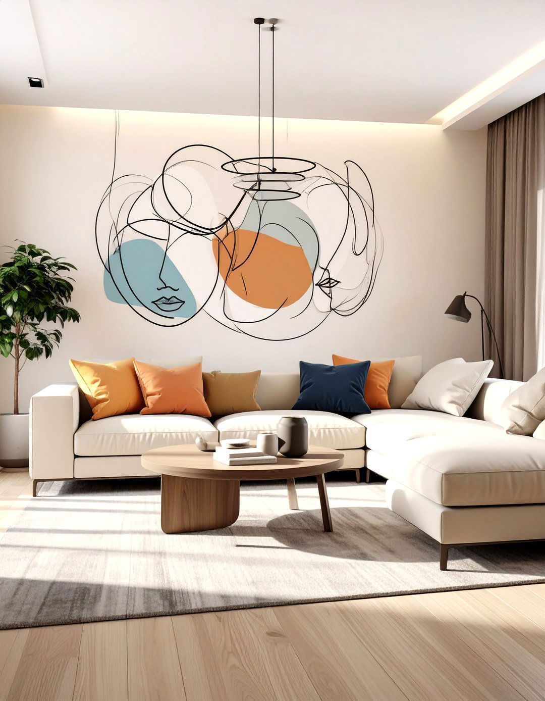 Abstract Faces Living Room - 30 living room wallpaper ideas