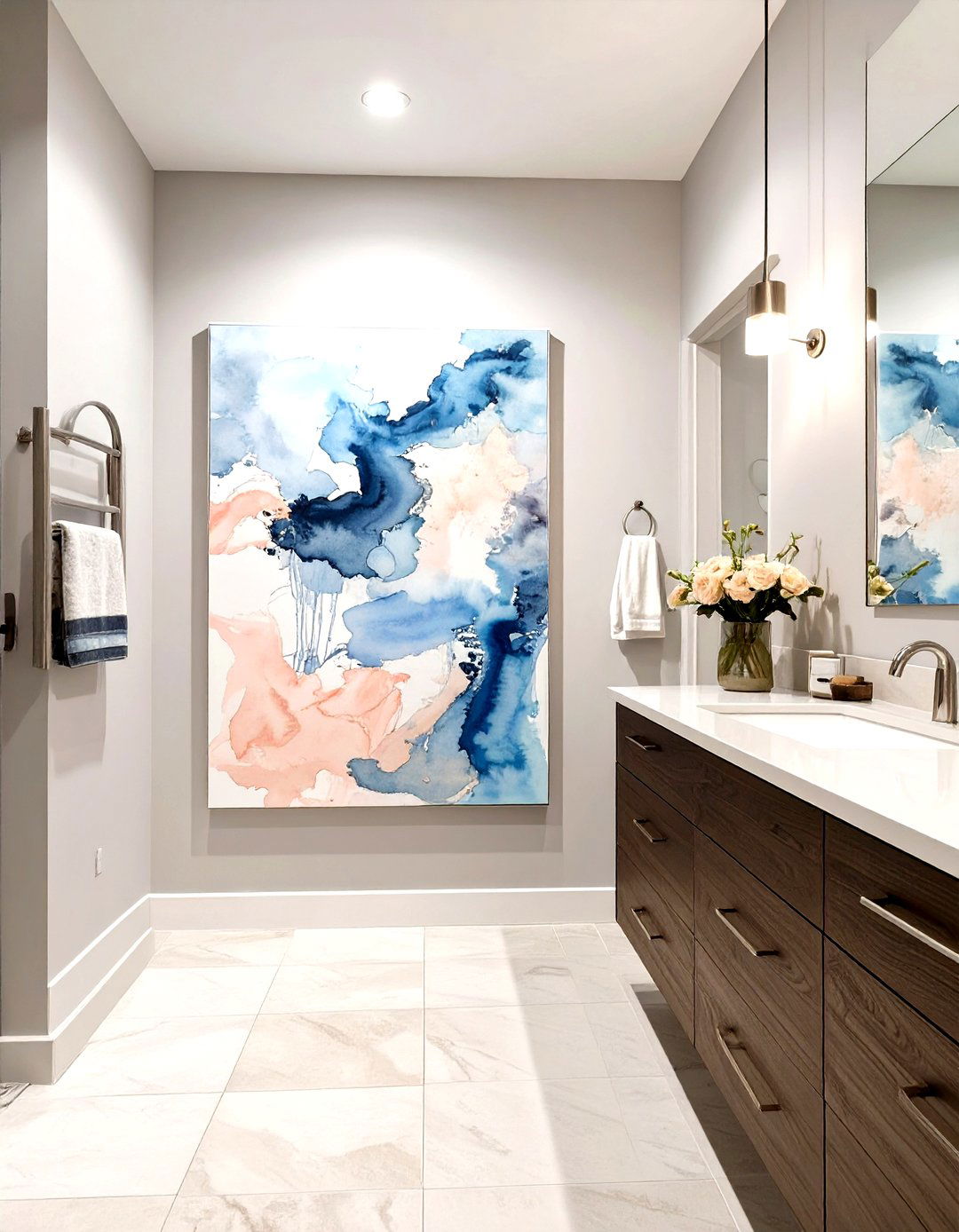 Abstract Watercolor Bathroom Art - 30 bathroom art ideas