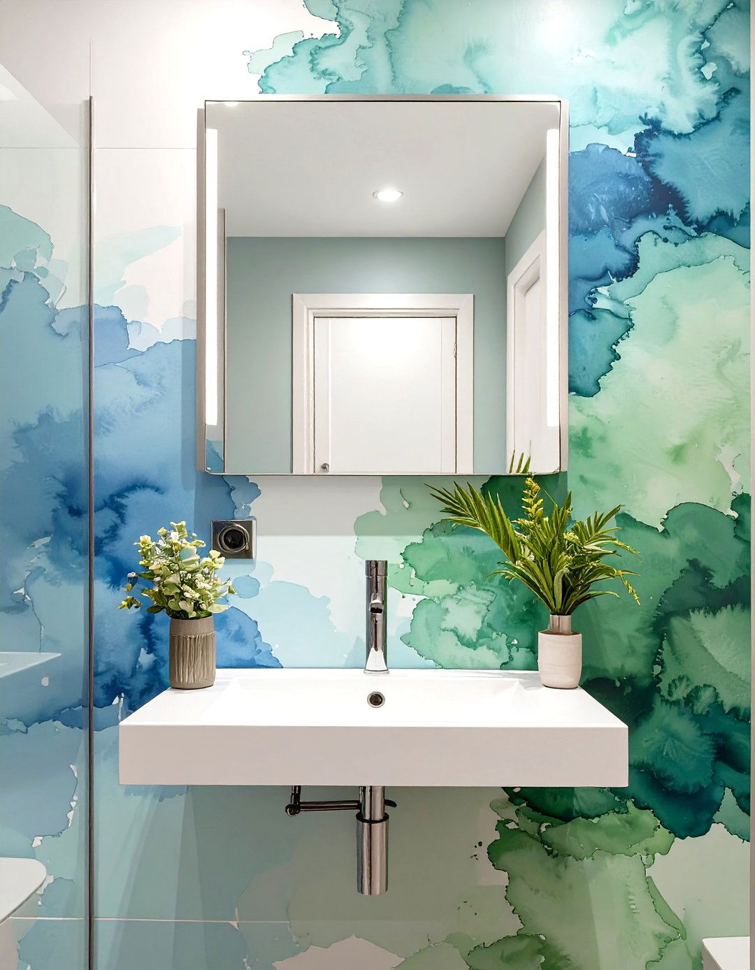 Abstract Watercolor Wallpaper - 30 small bathroom bathroom wallpaper ideas
