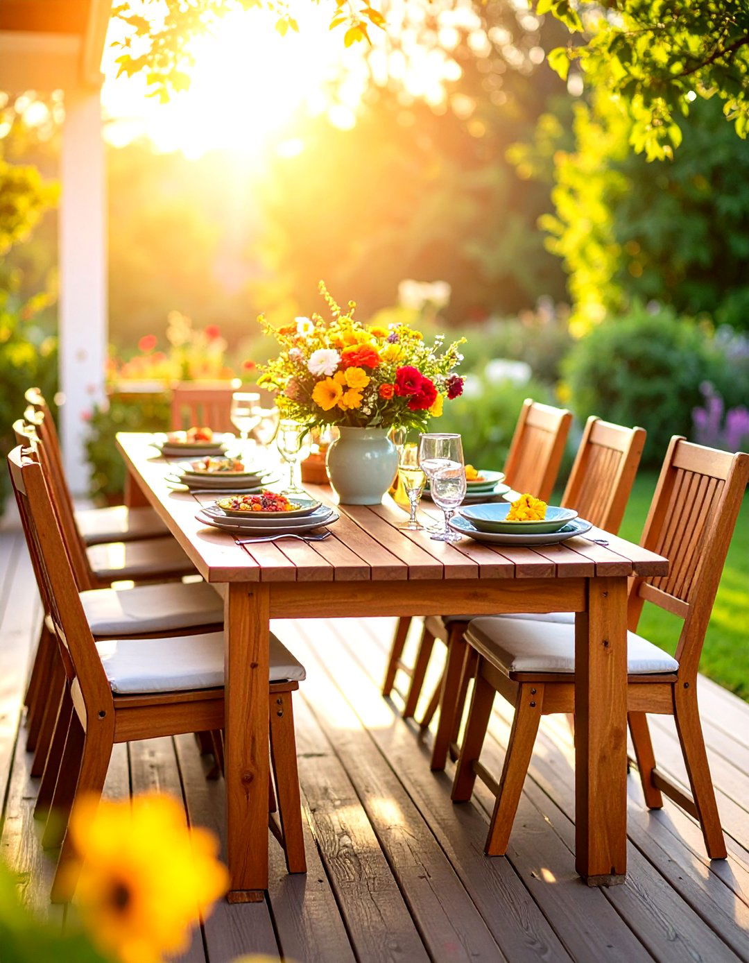 Acacia Wood Outdoor Dining Set - 30 patio furniture ideas