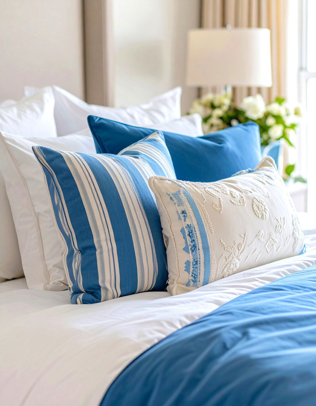 Accent Pillows with Subtle Patterns - 30 pottery barn bedroom ideas