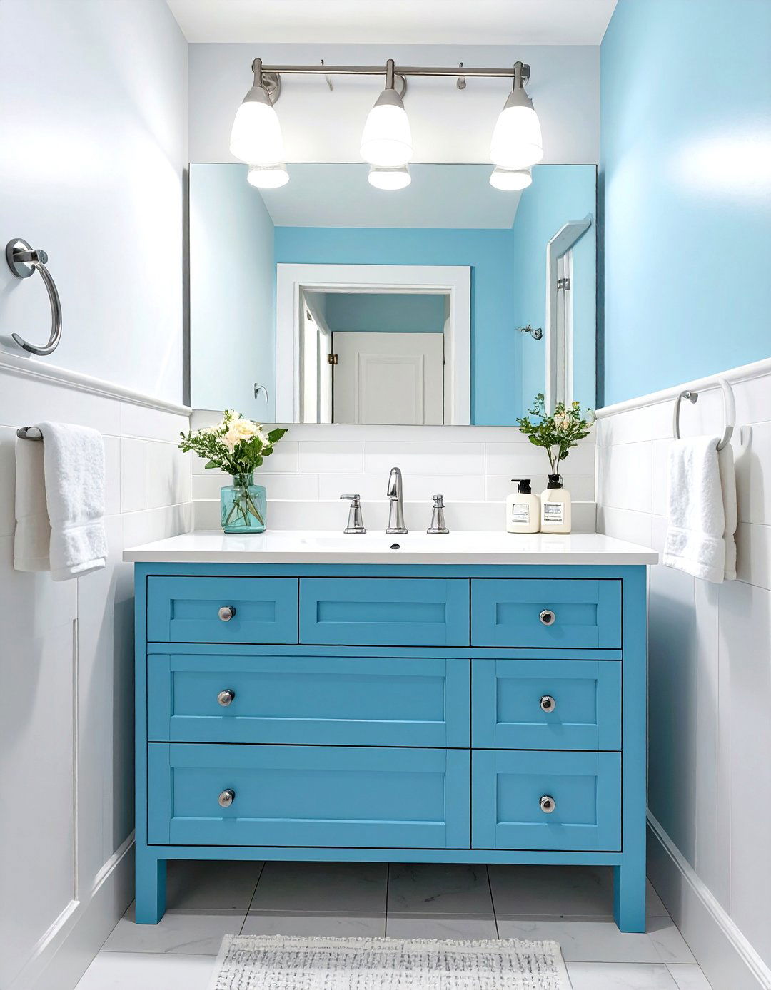 Accenting with Periwinkle Blue - 30 small bathroom color trends 2025