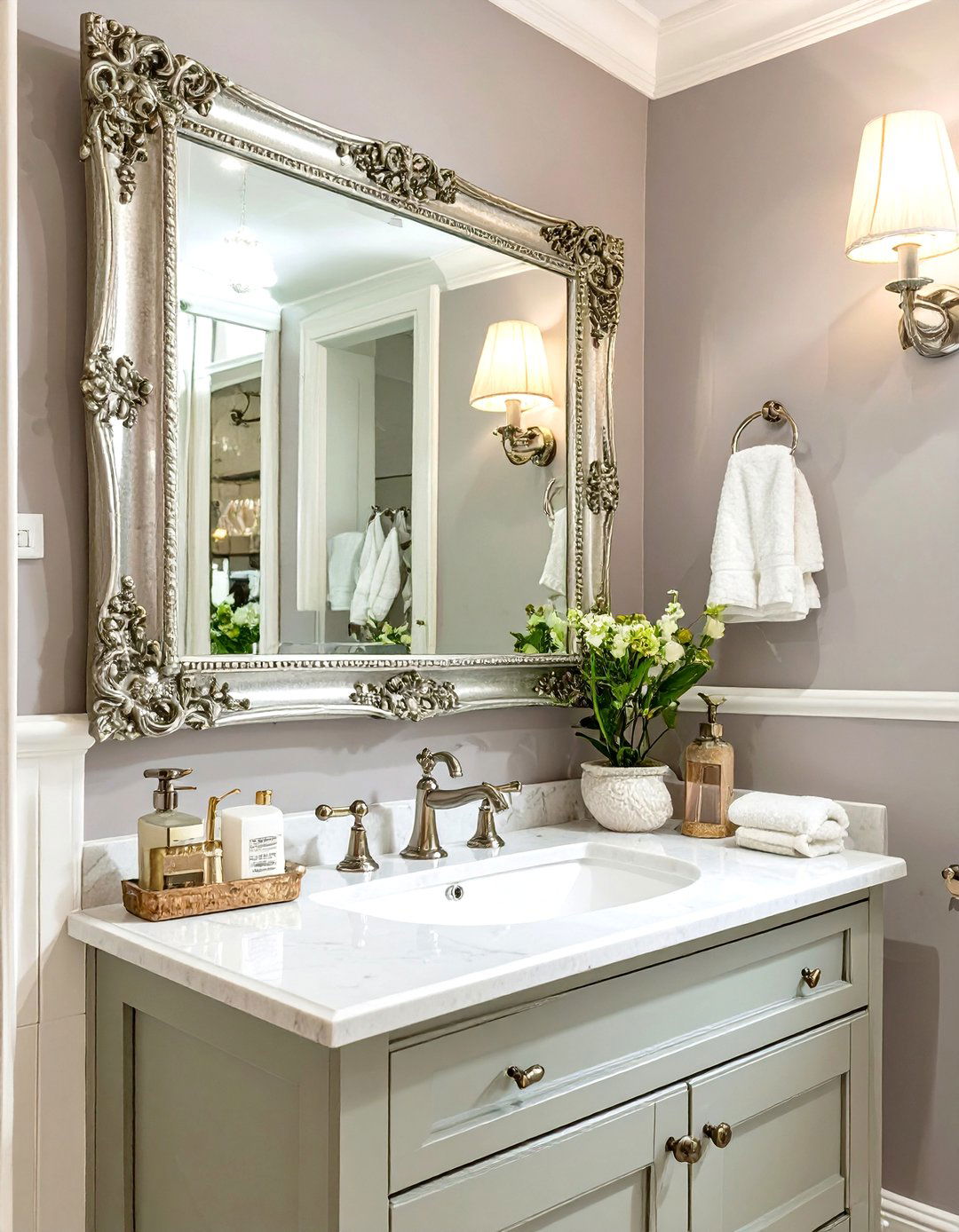 Achieving Vintage Elegance with Mauve - 30 small bathroom color trends 2025
