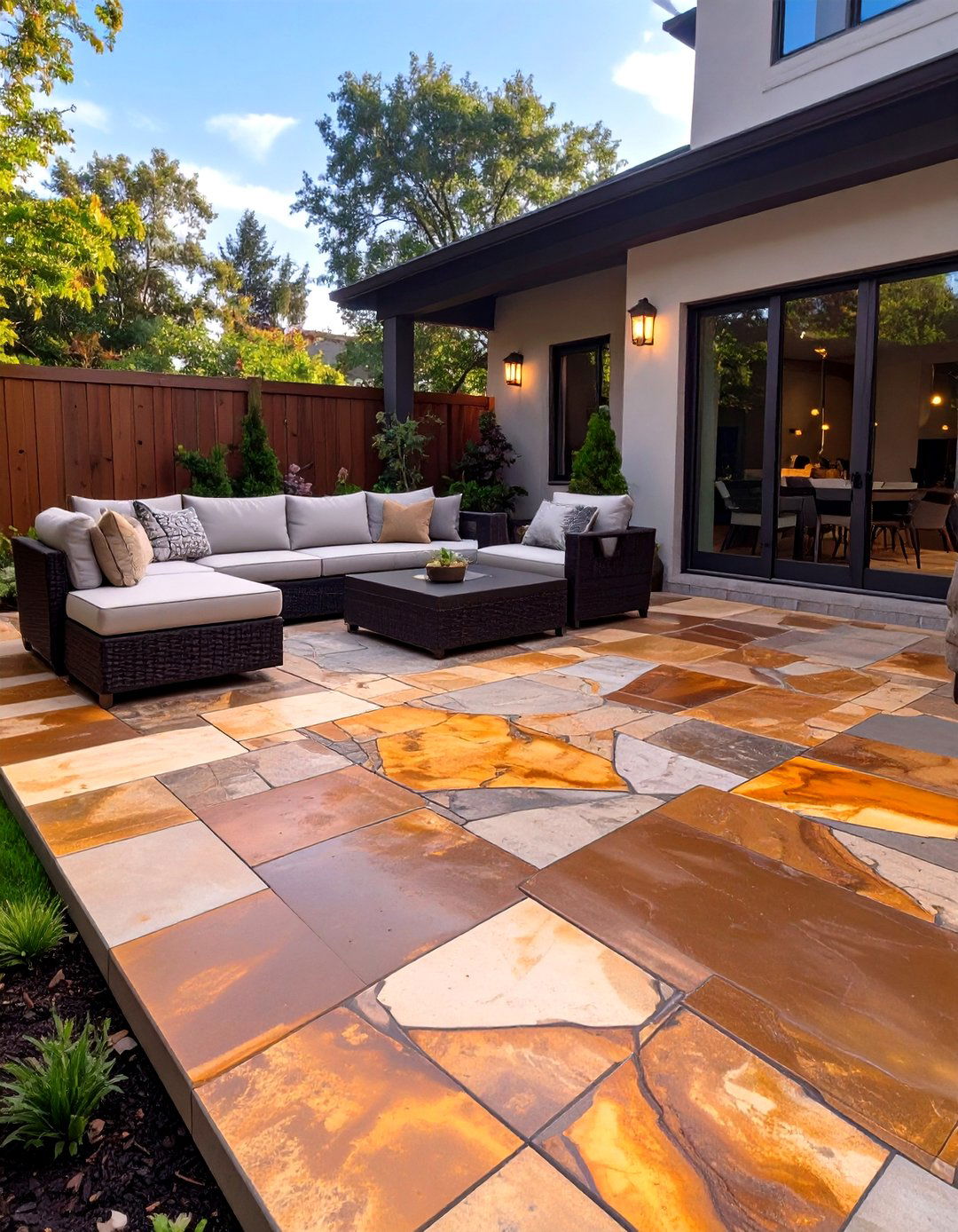 Acid Stained and Stamped Concrete Patio - 30 stamped concrete patio ideas