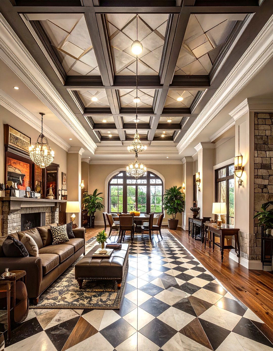 Acoustic Tile Art Deco Pattern - 30 low basement ceiling ideas