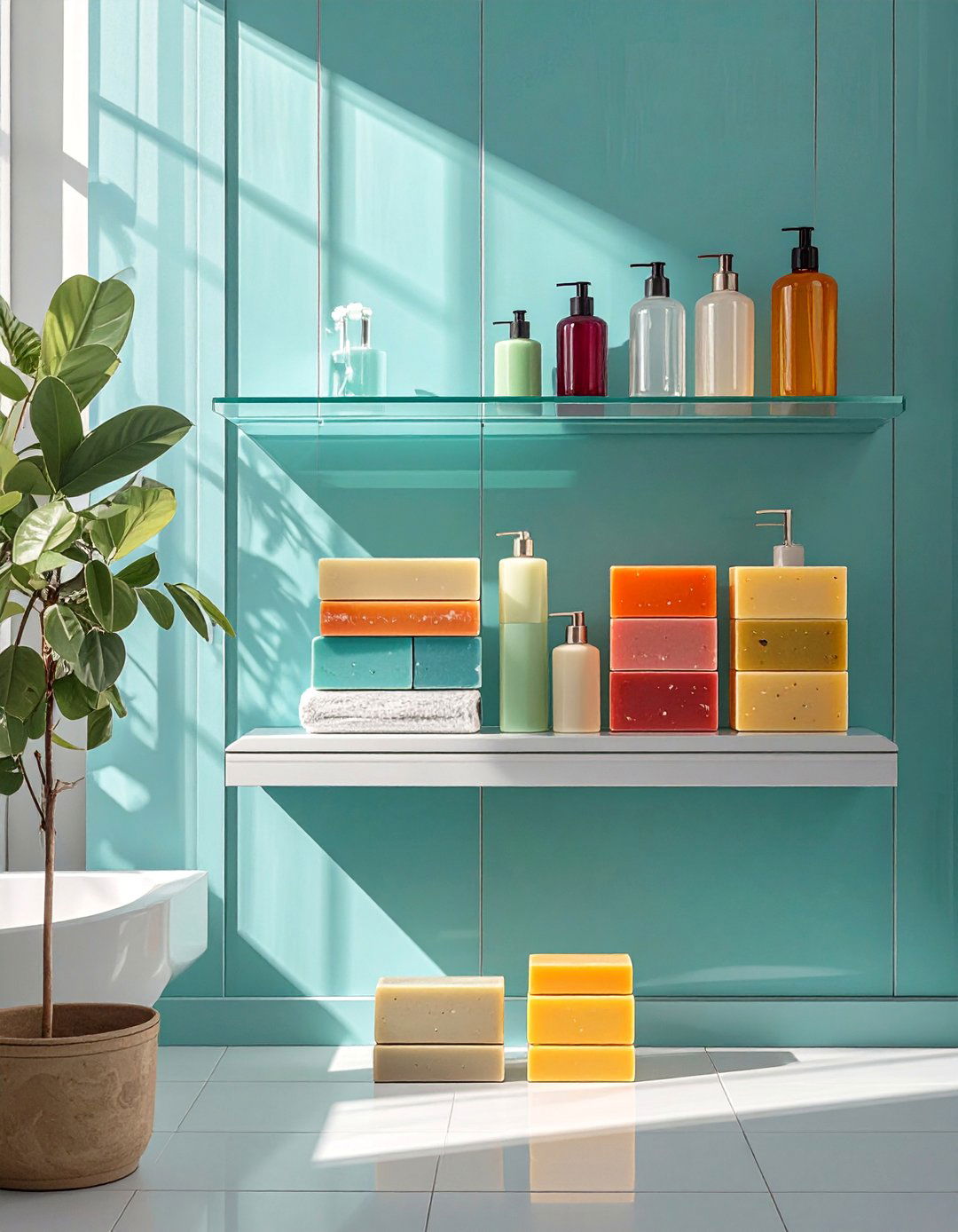 Acrylic Floating Bathroom Shelf - 30 bathroom shelf ideas