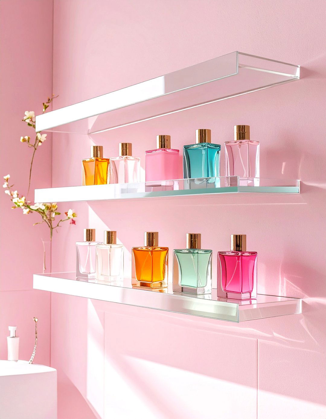 Acrylic Floating Shelves - 30 shelves very small bathroom storage ideas
