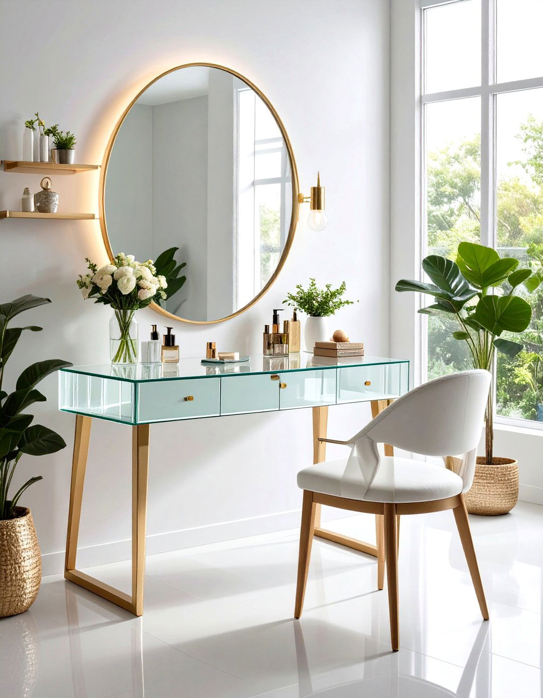 Acrylic Waterfall Vanity Desk - 30 diy vanity ideas