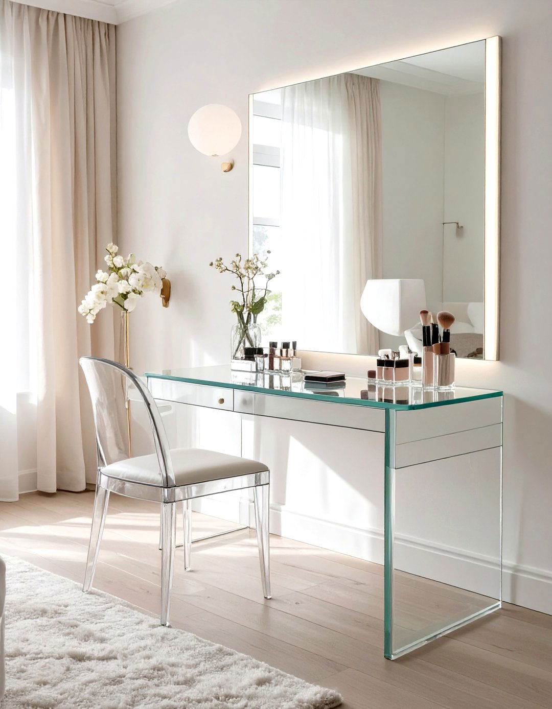 Acrylic and Glass Makeup Vanity - 30 makeup vanity ideas
