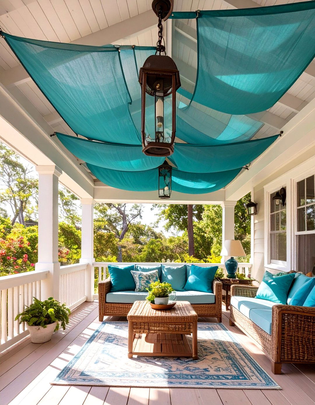 Add Color with DIY Fabric Panels - 30 screen porch ideas on a budget