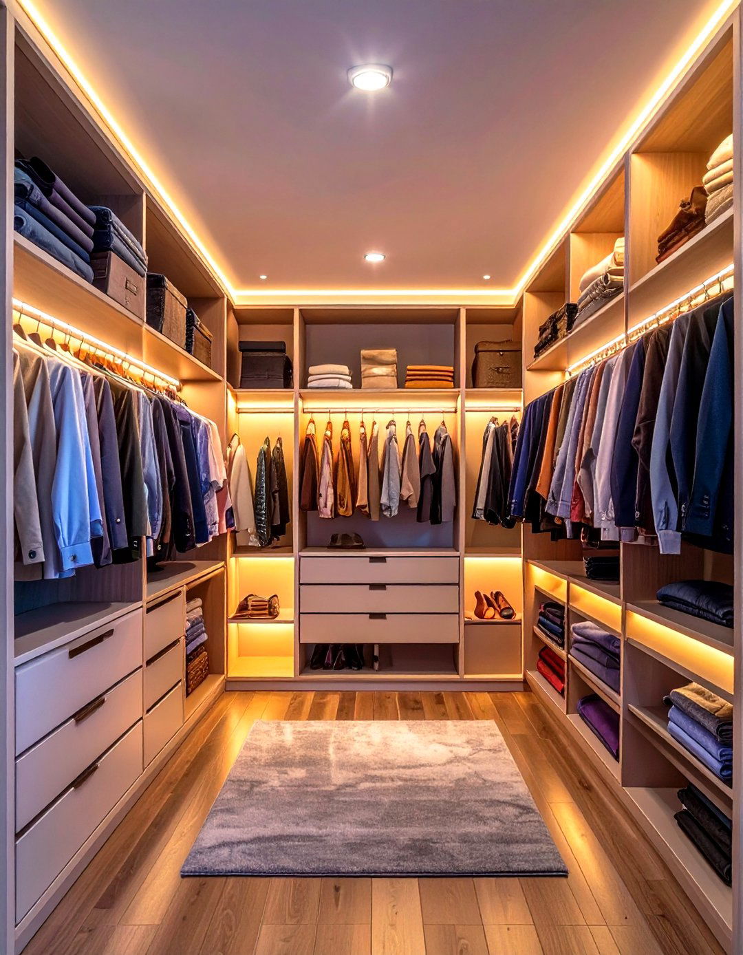 Add LED Lighting Inside the Closet - 30 small closet organizer ideas