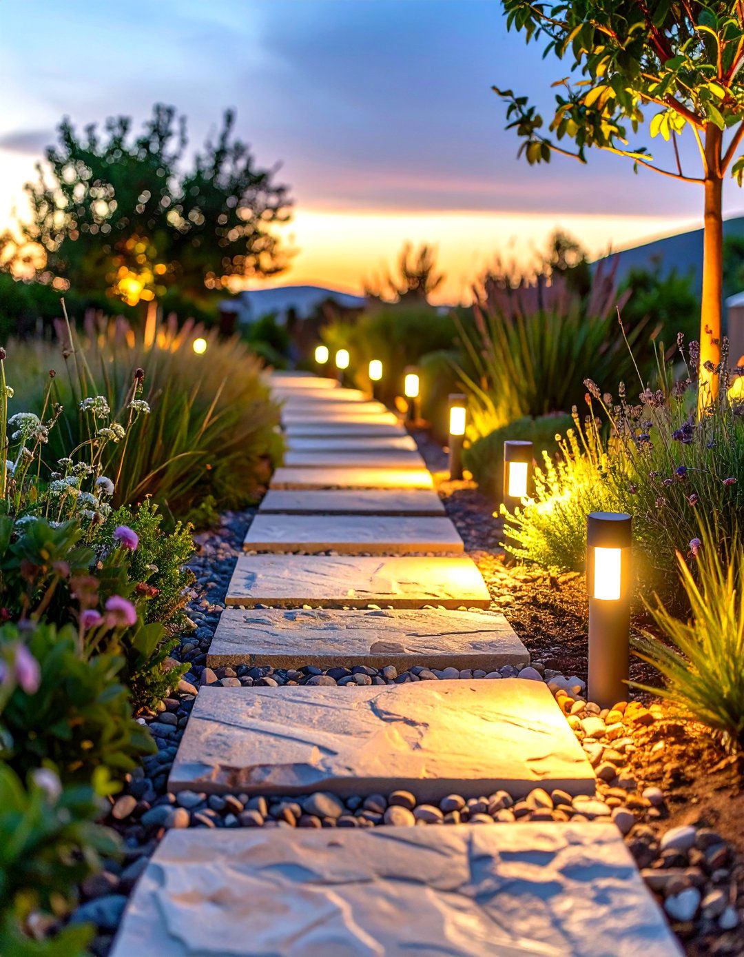 Add Solar Powered Path Lights - 30 simple landscape ideas