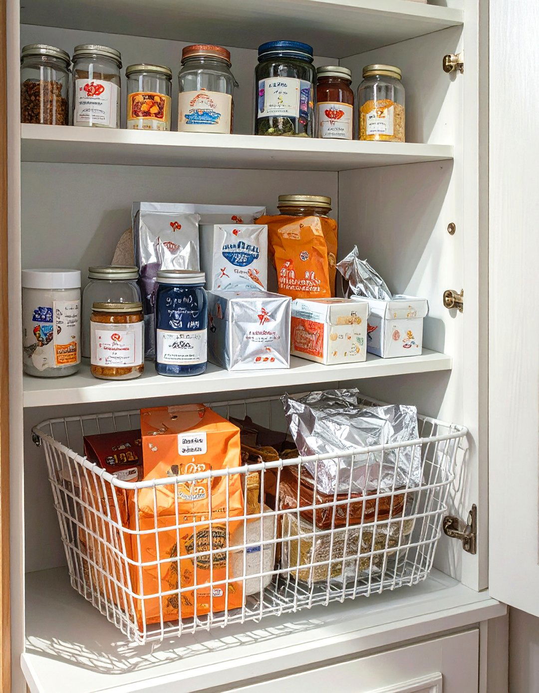 Add Under Shelf Baskets for Extra Space - 30 small kitchen storage ideas