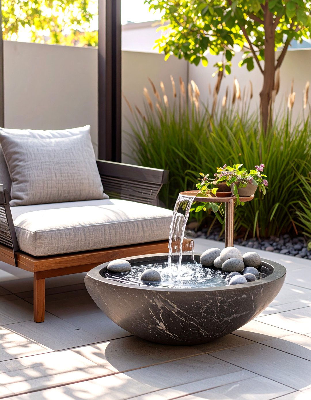 Add a Small Water Feature for Tranquility - 30 small patio decorating ideas
