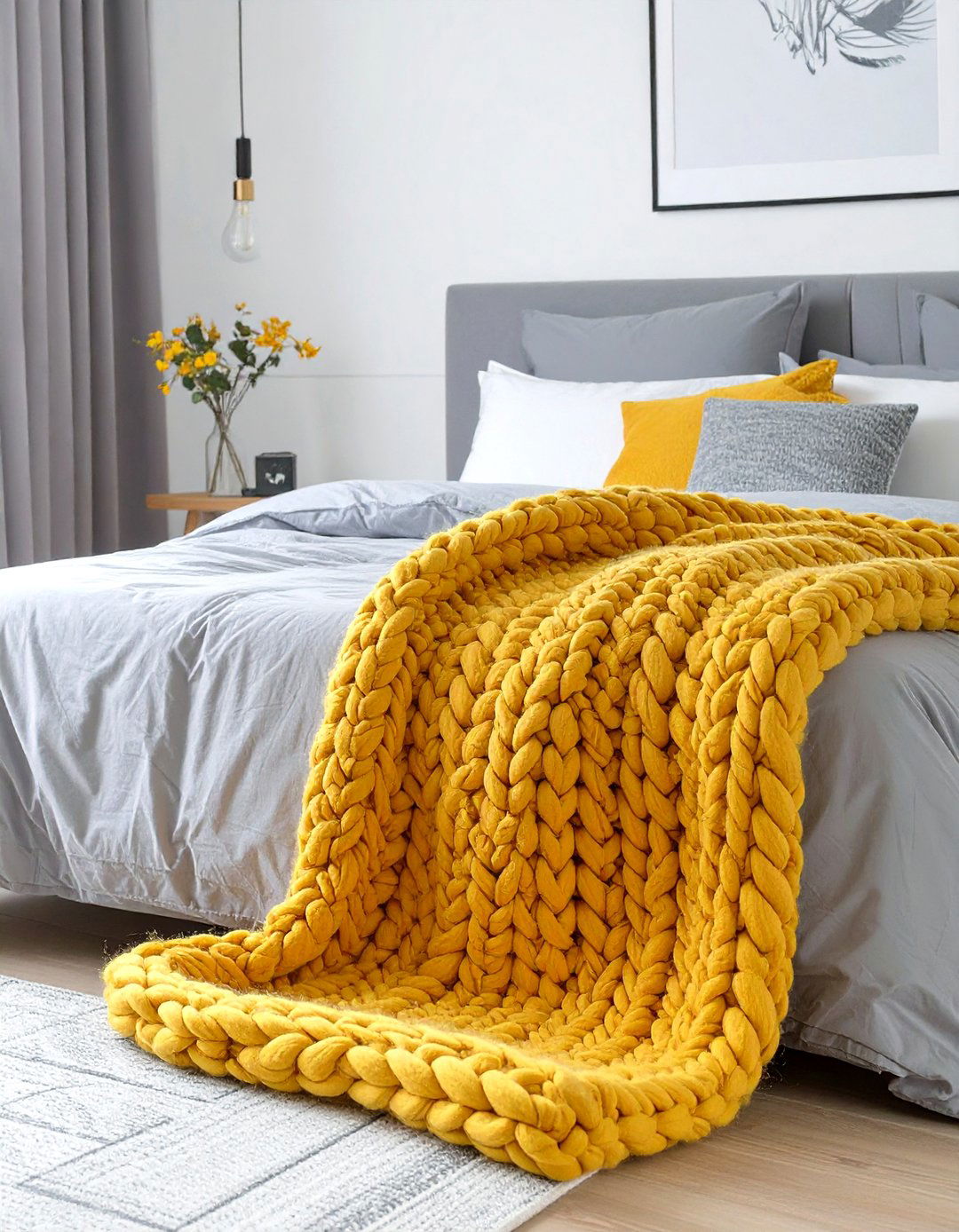 Add a Textured Throw Blanket - 30 simple bedroom decorating ideas