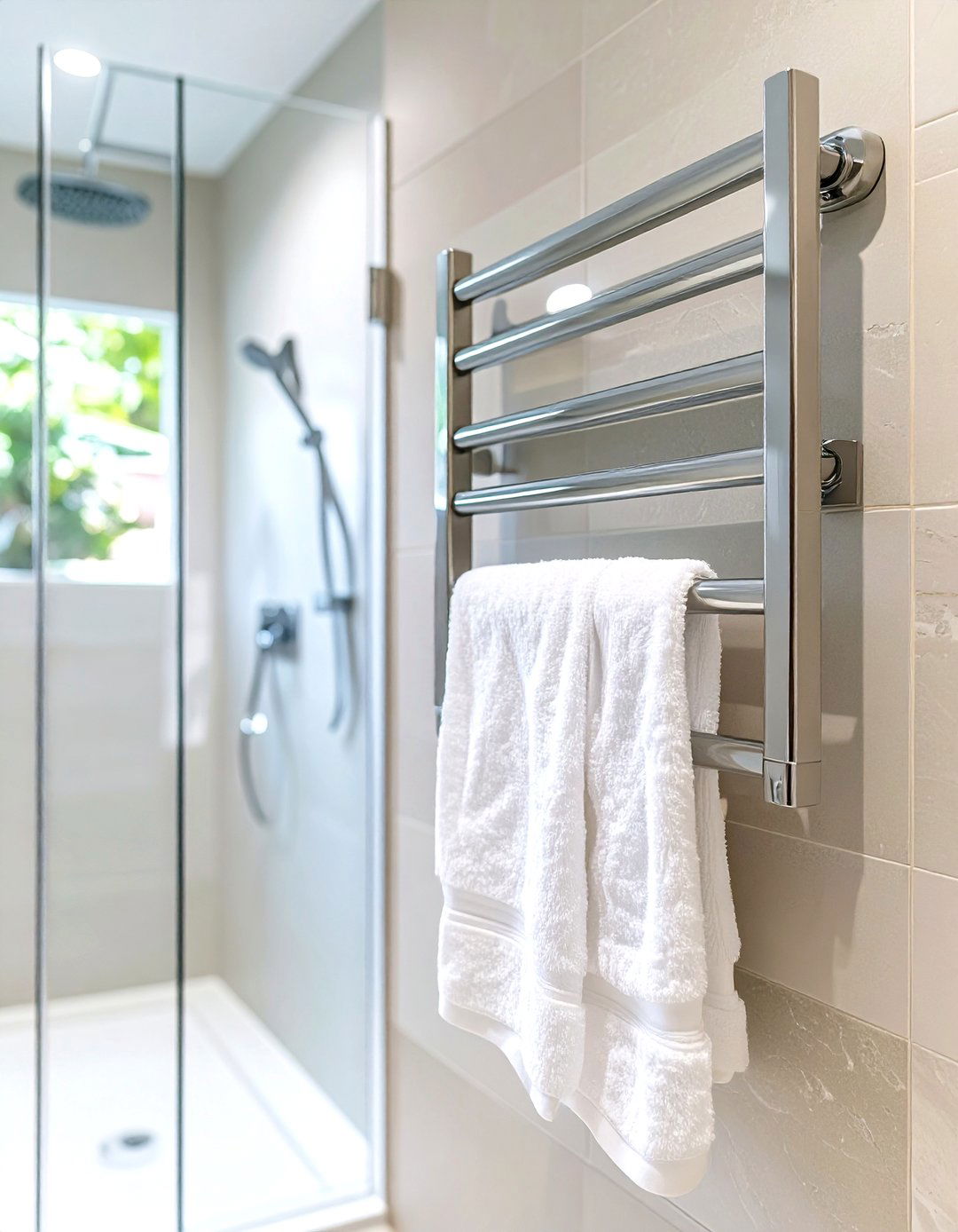Add a Towel Warmer Nearby - 30 shower renovation ideas