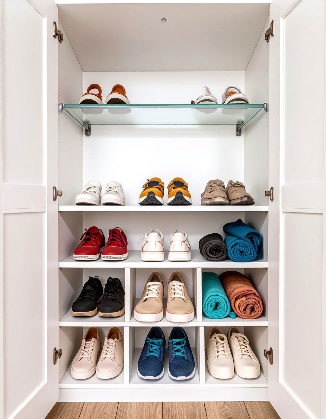 Add an Over the Door Shoe Organizer - 30 small closet storage ideas
