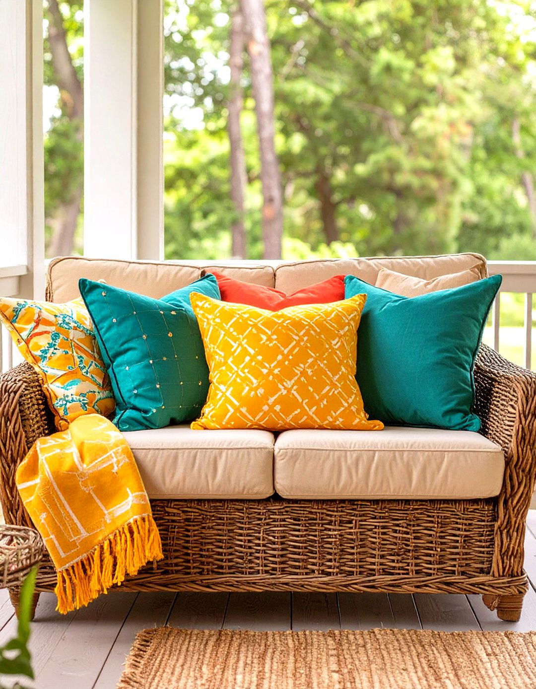Adding Color with Vibrant Throw Pillows - 30 simple screened in porch ideas