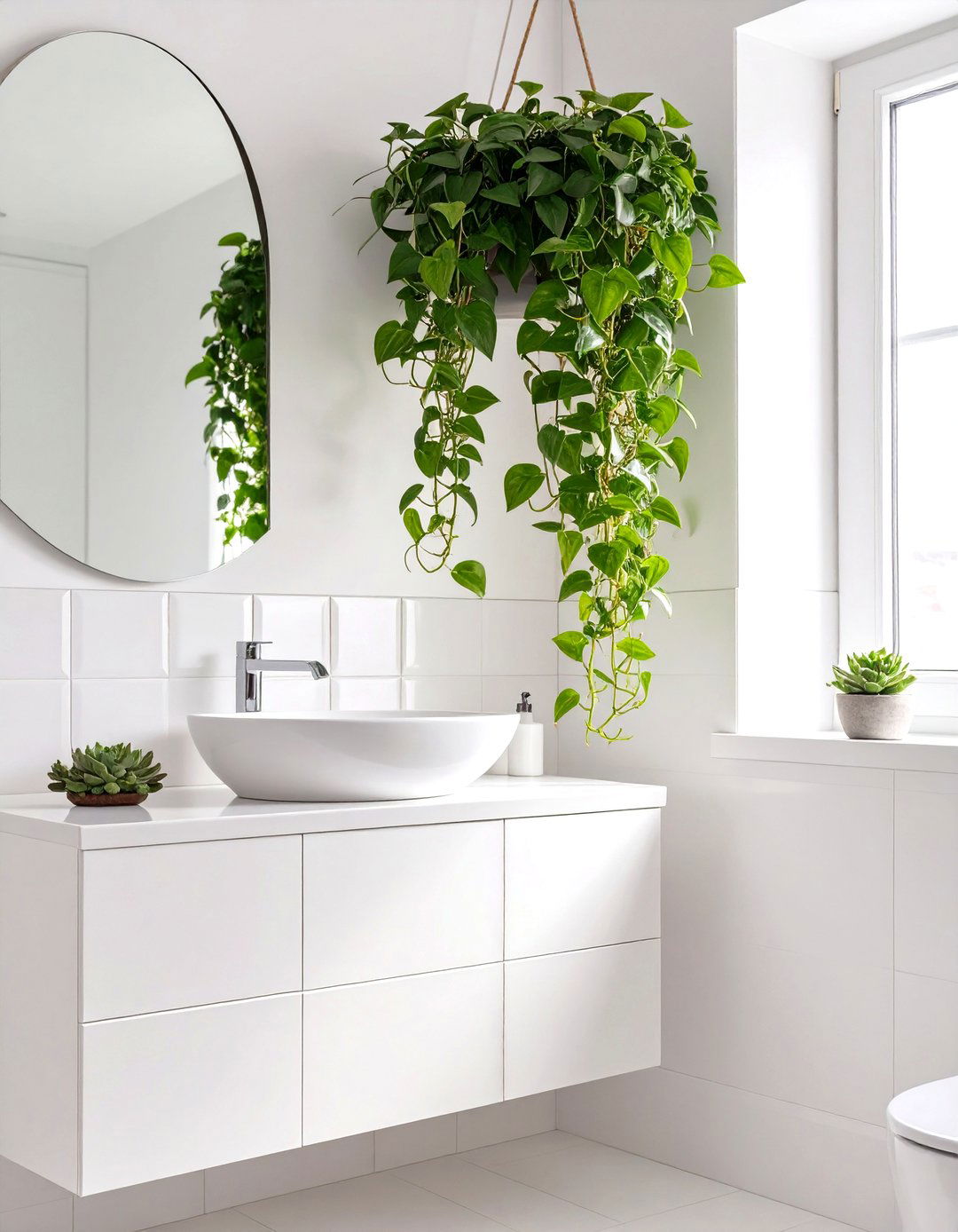 Adding Greenery and Plants - 30 small white bathroom ideas