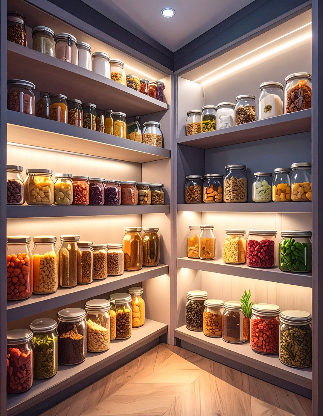 Adding LED Puck Lights for Visibility - 30 small pantry organization ideas