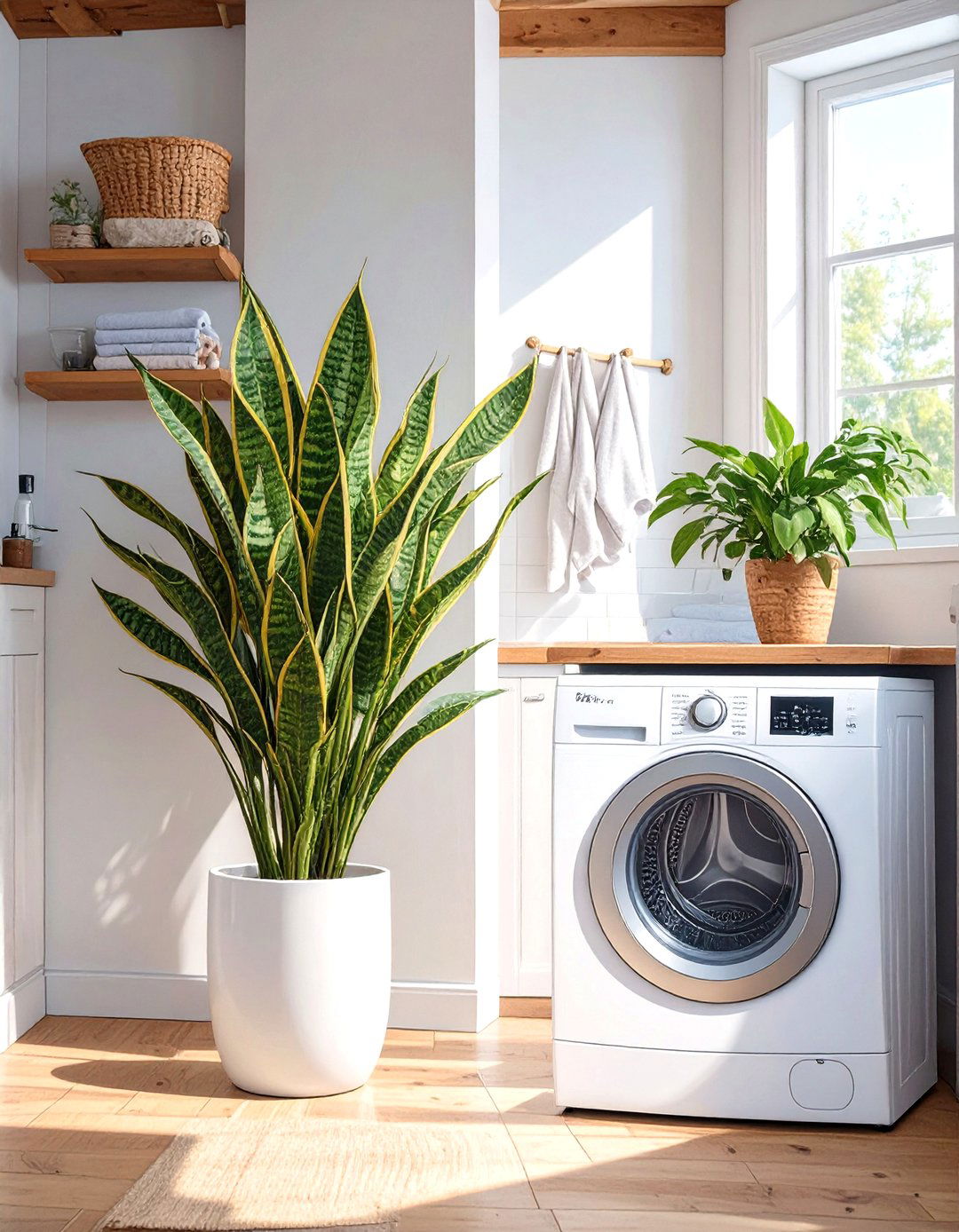 Adding Low Maintenance Artificial Plants - 30 unfinished basement laundry room ideas