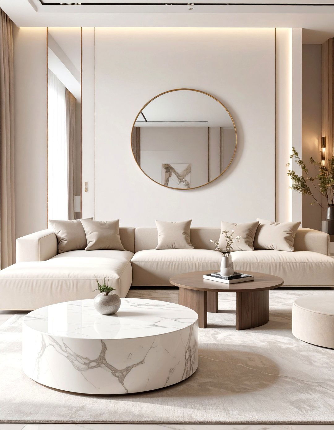 Adding Round Shapes - 30 how to design a living room with large furniture ideas