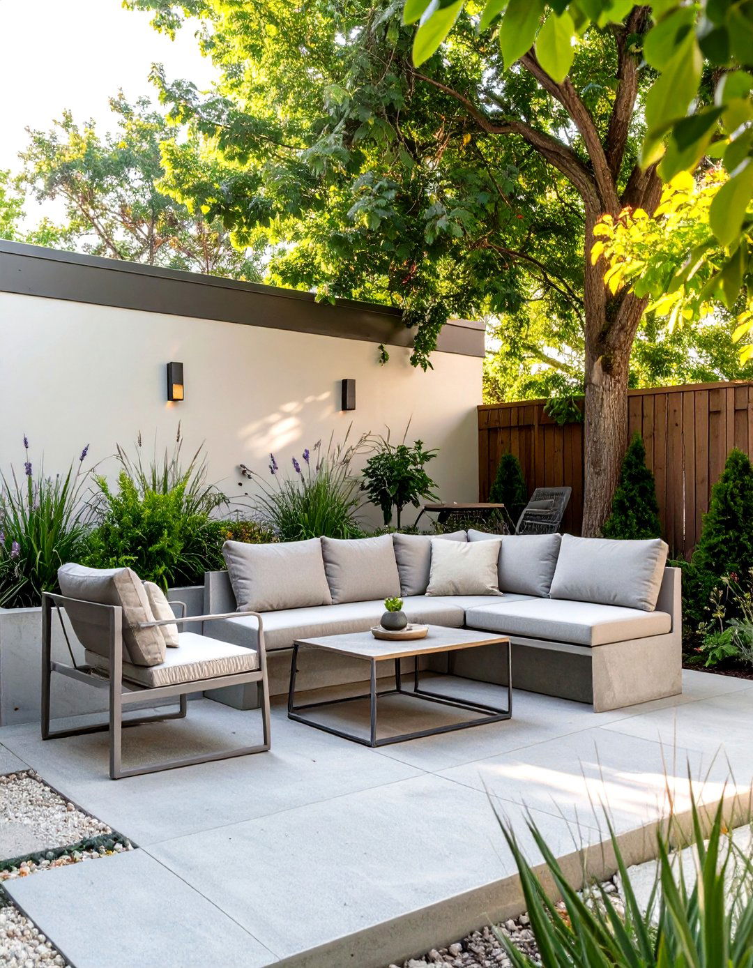 Adding Shade with a Cantilever Umbrella - 30 small backyard patio ideas
