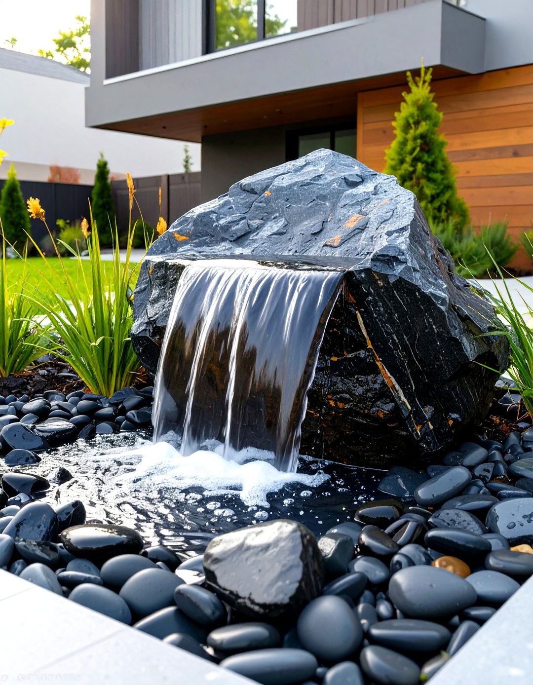 Adding a Bubbling Rock Water Feature - 30 what are the top outdoor renovation ideas ideas