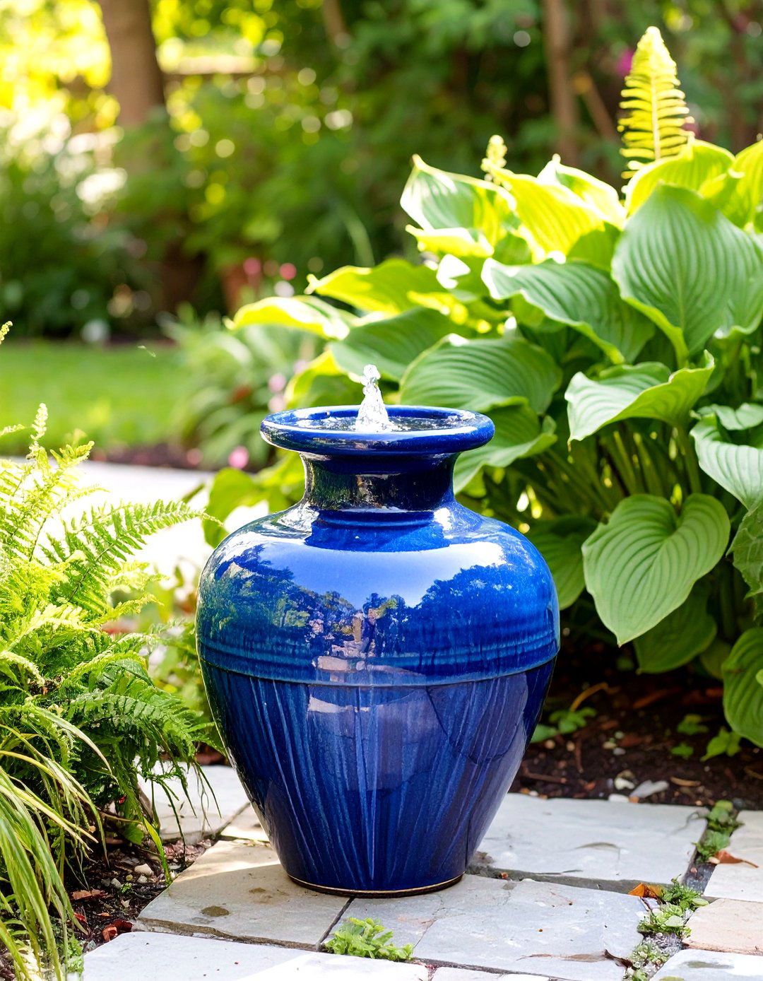 Adding a Bubbling Water Urn Feature - 30 tropical backyard ideas