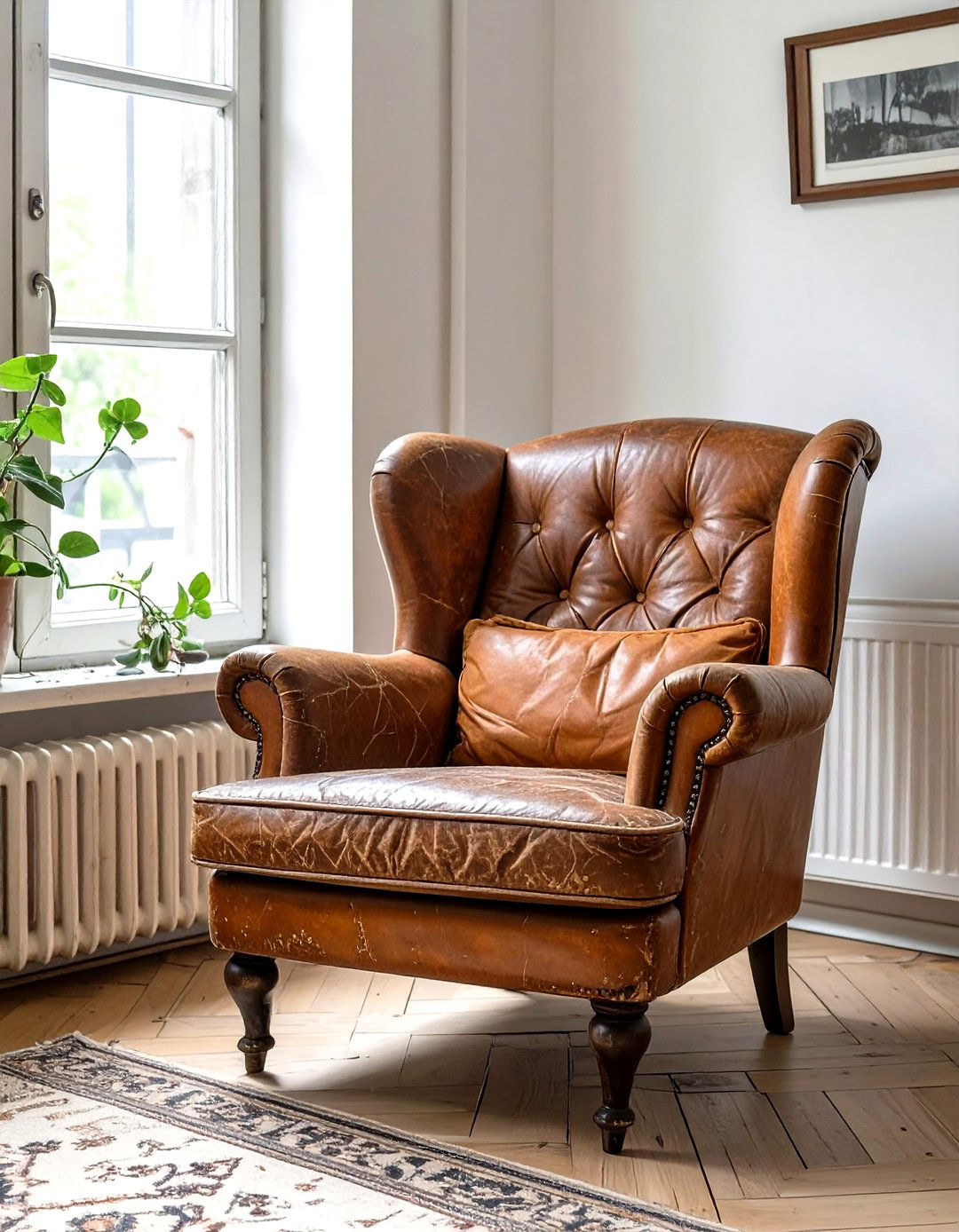 Adding a Single Worn Leather Armchair - 30 what is wabi-sabi interior design ideas