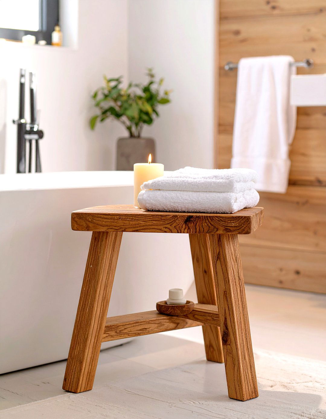 Adding a Small Stool or Bench - 30 small modern bathroom ideas