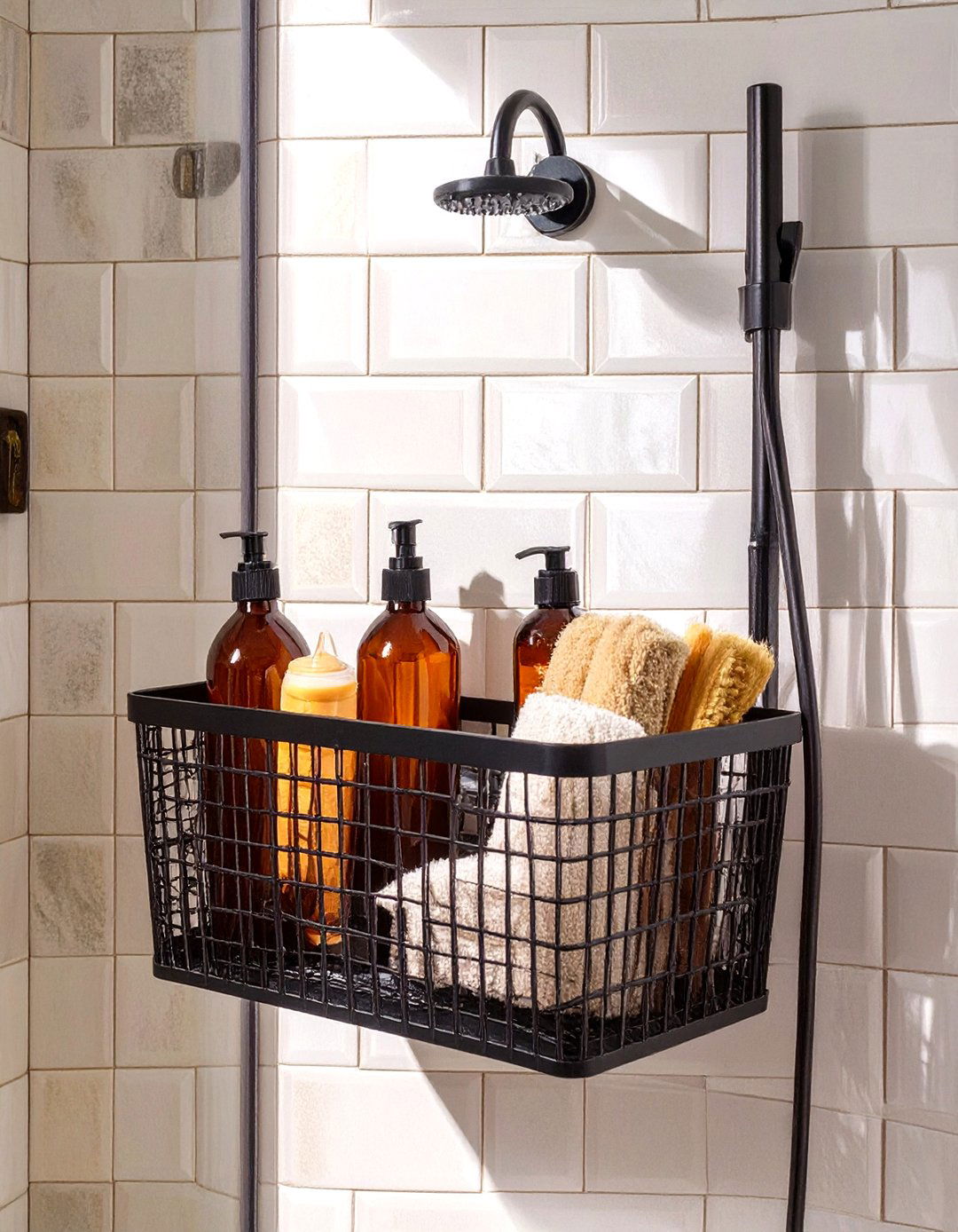 Adhesive Shower Caddy Basket - 30 shower storage ideas
