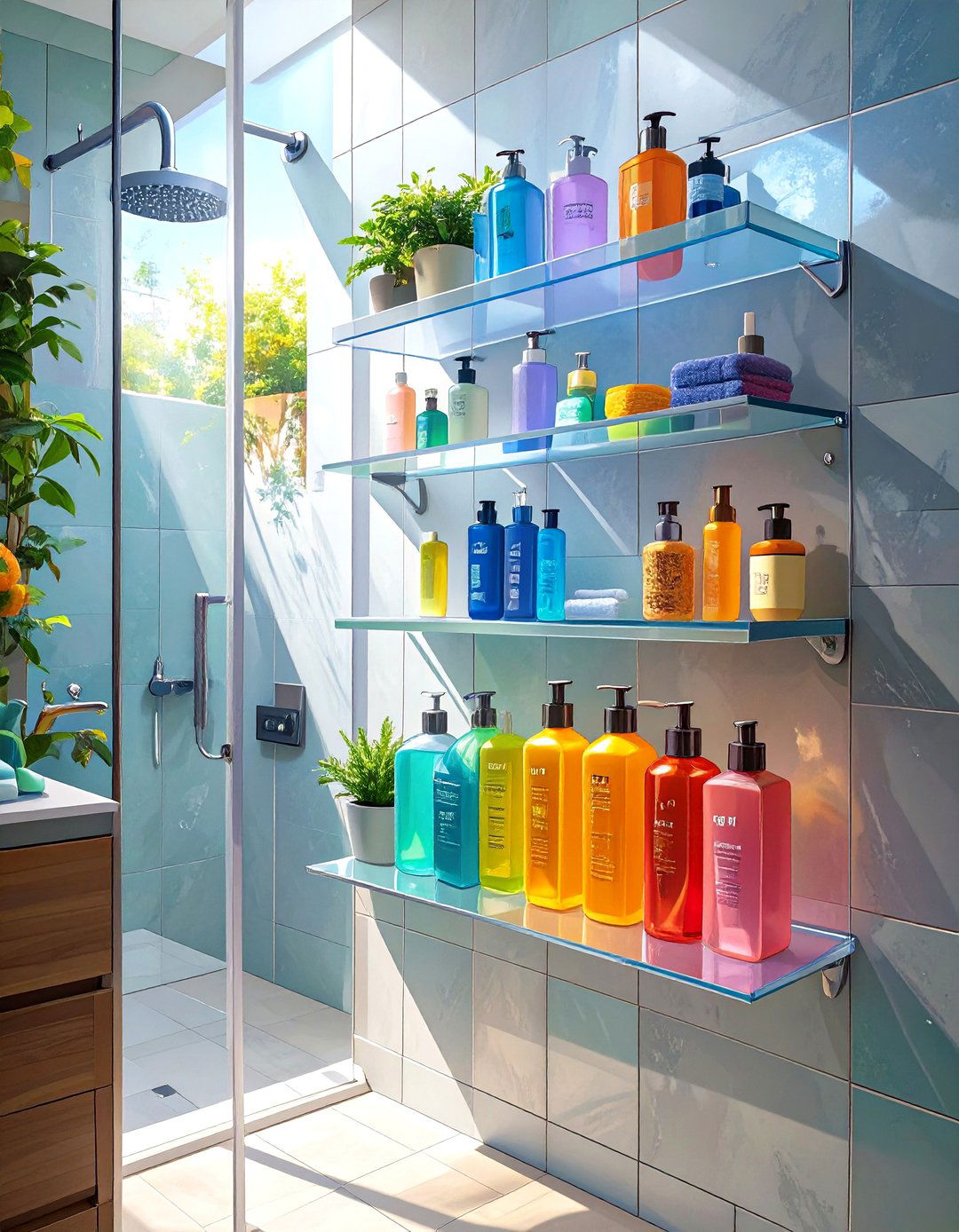 Adhesive Wall Mounted Shower Shelves - 30 shower shelf ideas