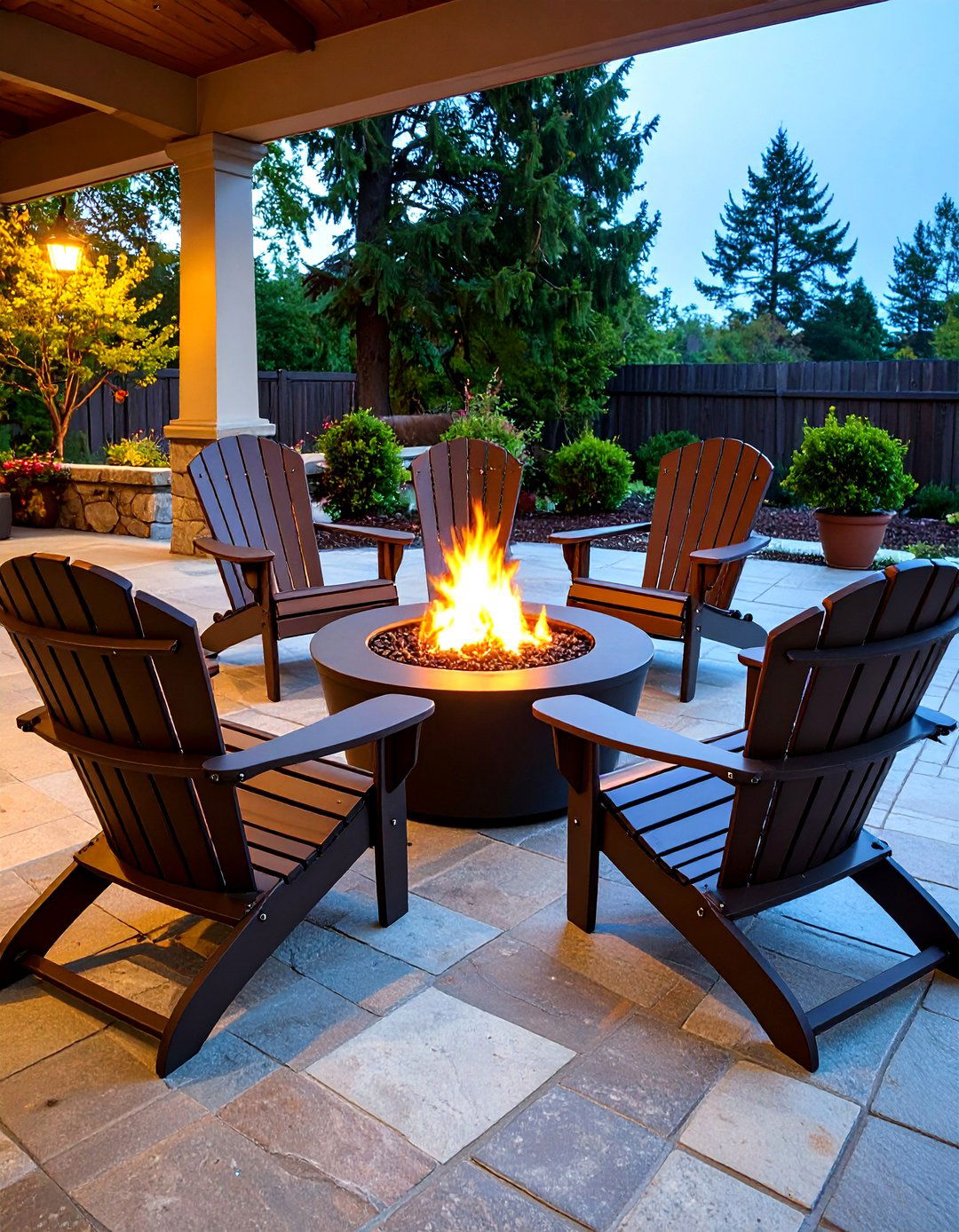 Adirondack Chairs Around a Portable Fire Pit - 30 porch furniture ideas