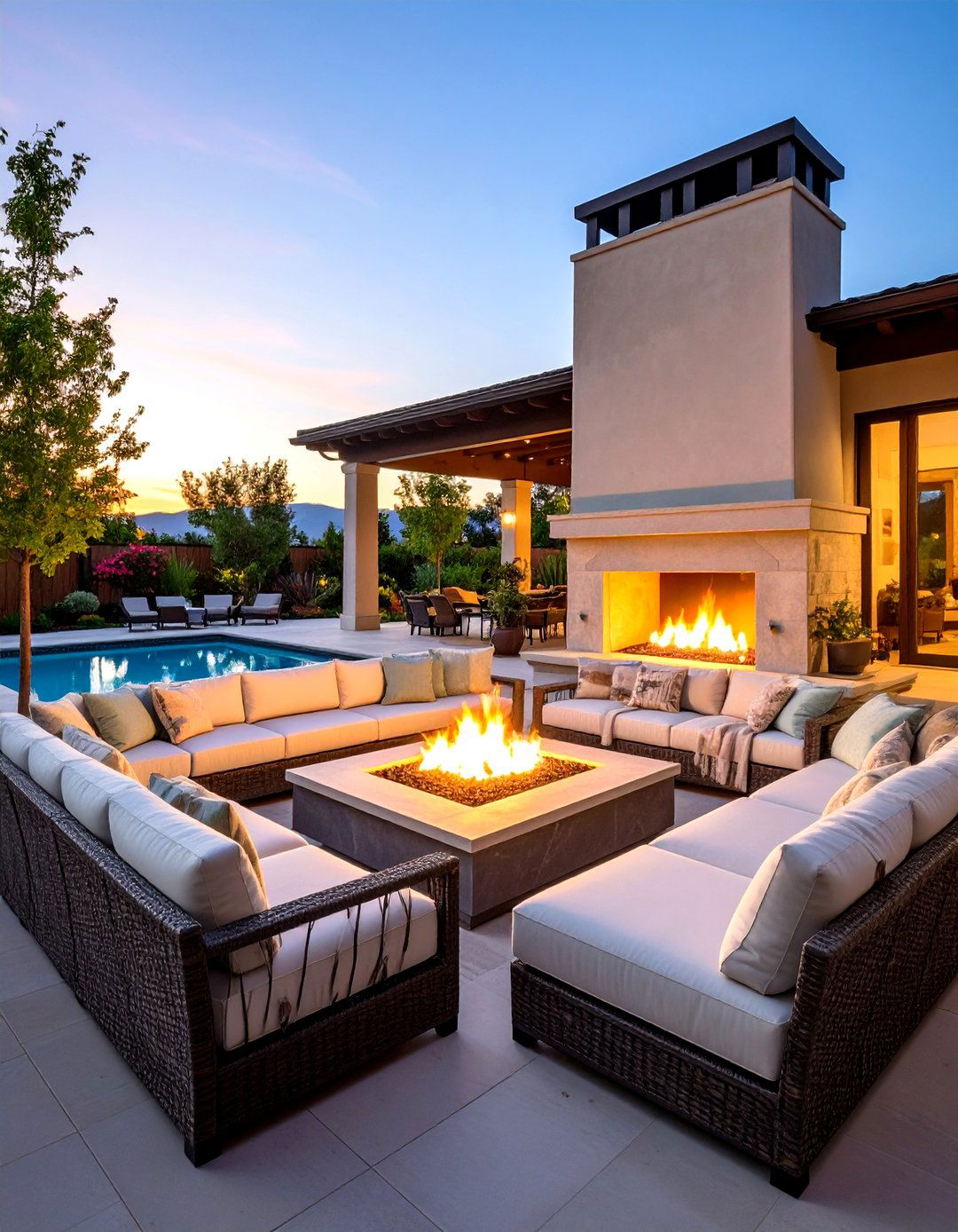 Adirondack Style Boulder Patio Fireplace - 30 patio fireplace ideas