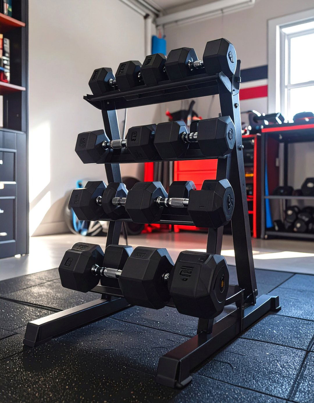 Adjustable Dumbbells for a Small Garage Gym - 30 small garage gym ideas