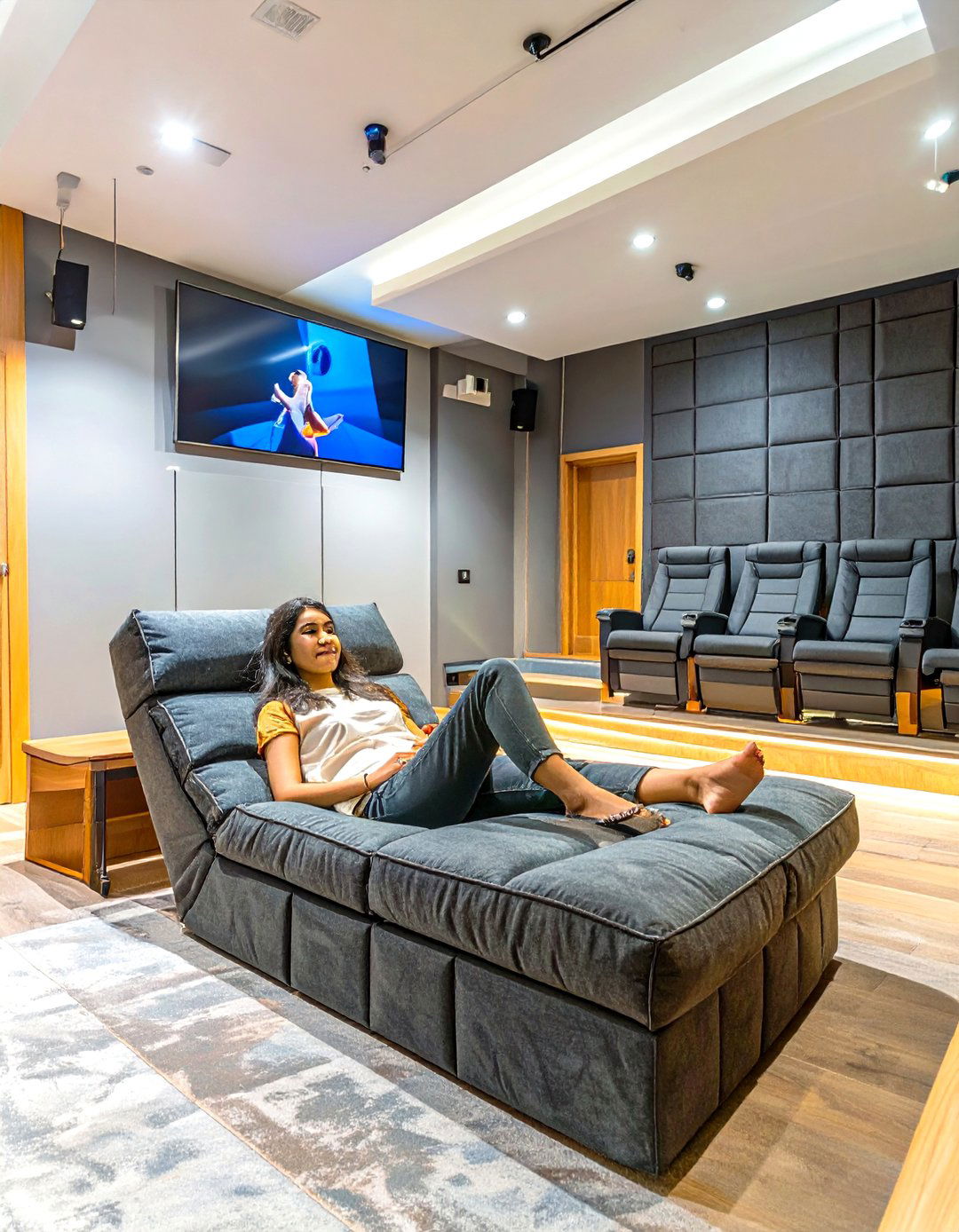 Adjustable Floor Lounger - 30 small home theater seating ideas
