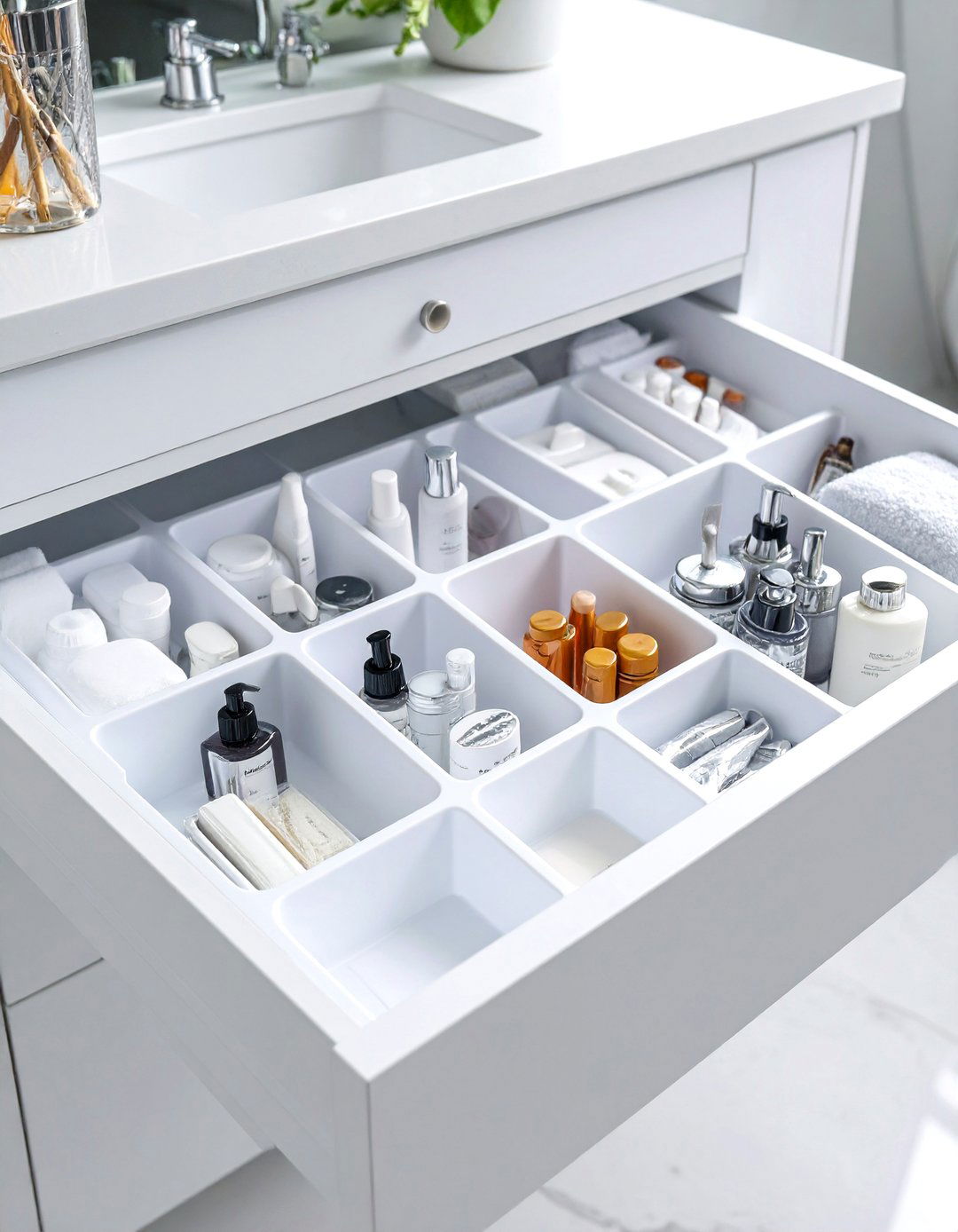 Adjustable Plastic Drawer Dividers - 30 bathroom drawer organization ideas