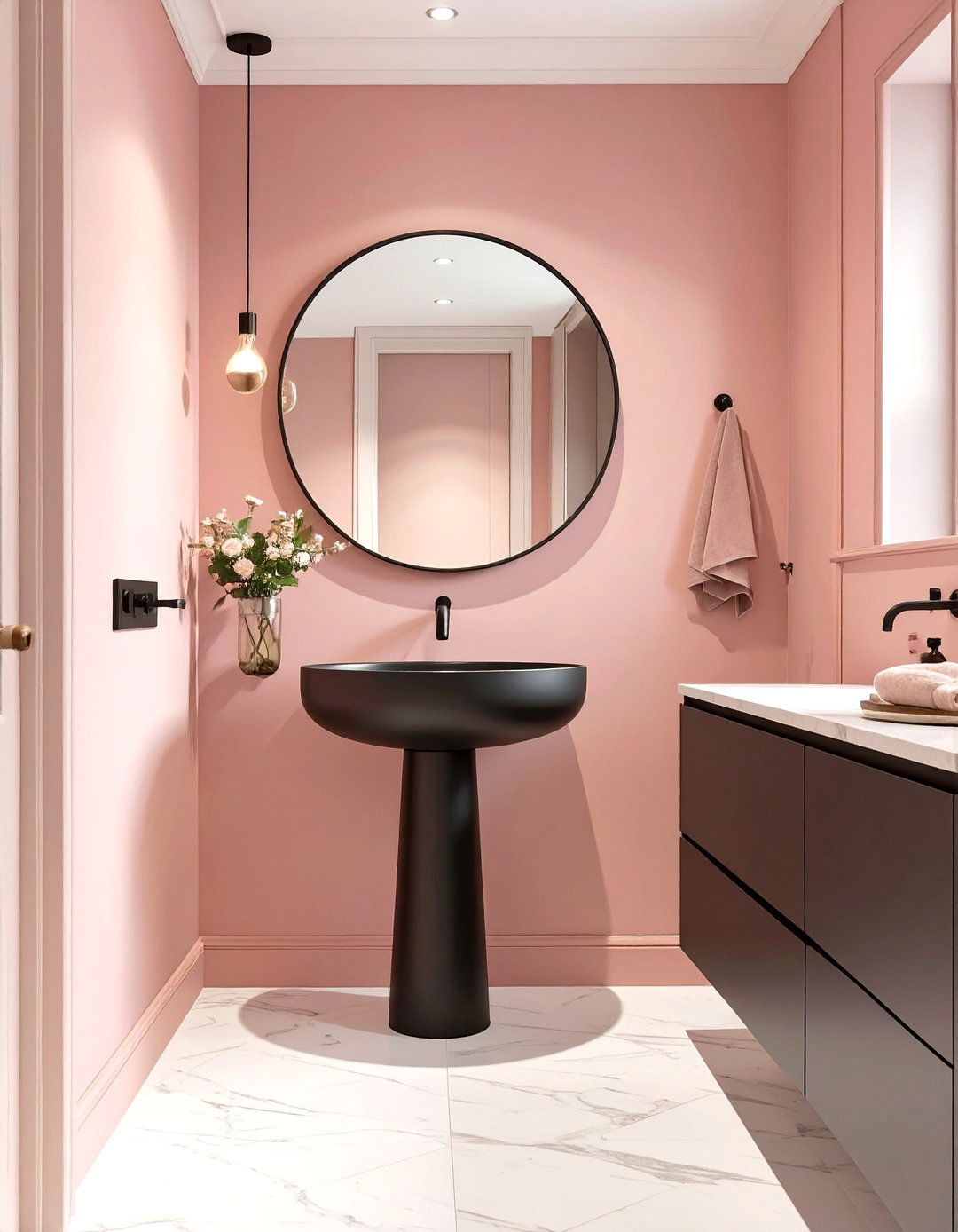 Adopting Dusty Rose and Blush Tones - 30 small bathroom color trends 2025
