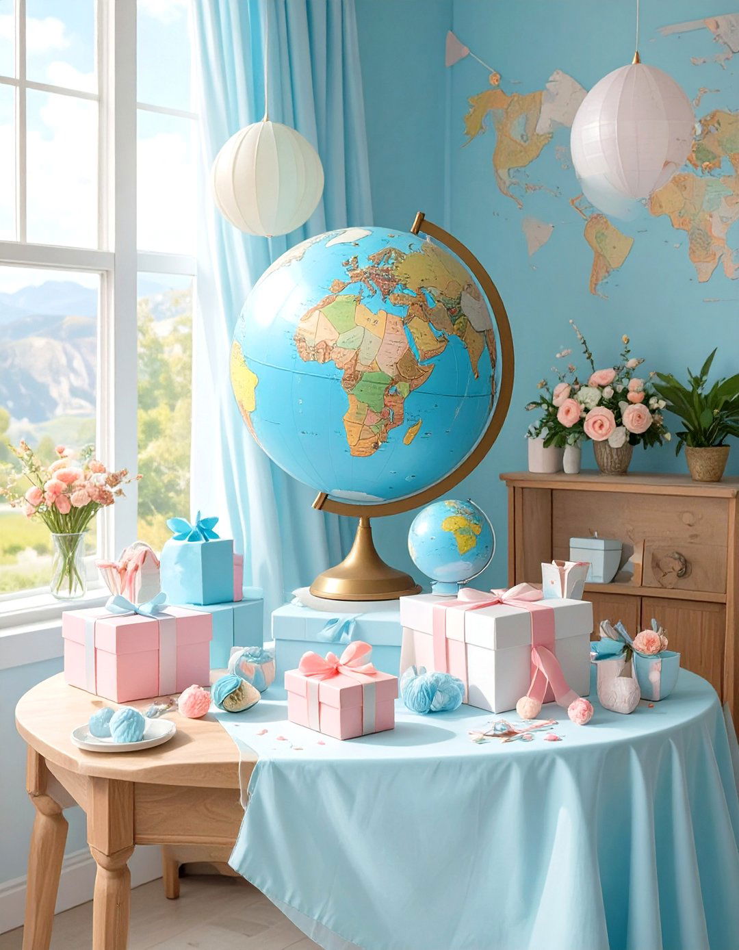 Adventure Awaits Map Decorations - 30 unique baby shower decoration ideas
