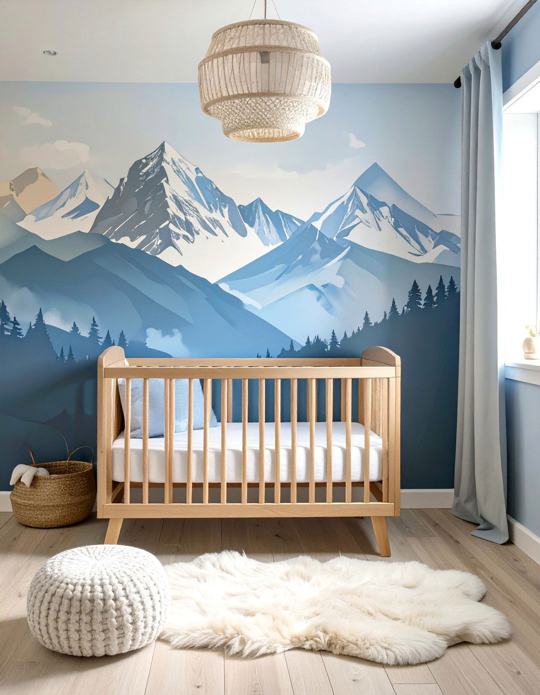 Adventure Awaits Mountain Mural Nursery - 30 baby boy nursery ideas for small rooms