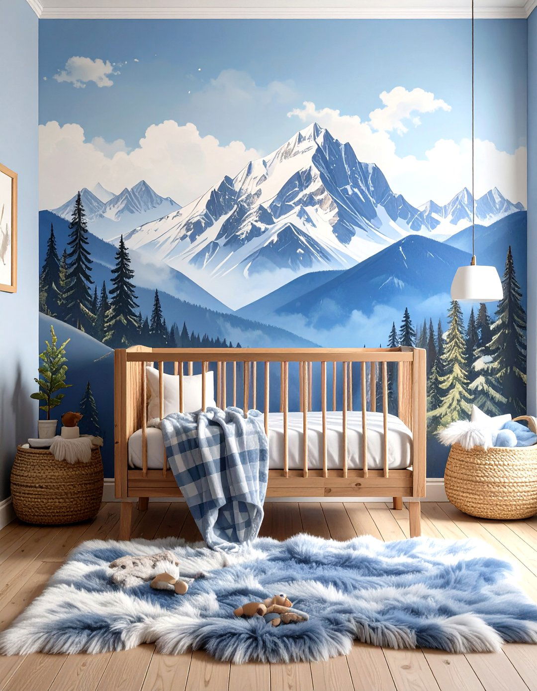Adventure Awaits Mountain Mural Room - 30 modern baby boy room ideas