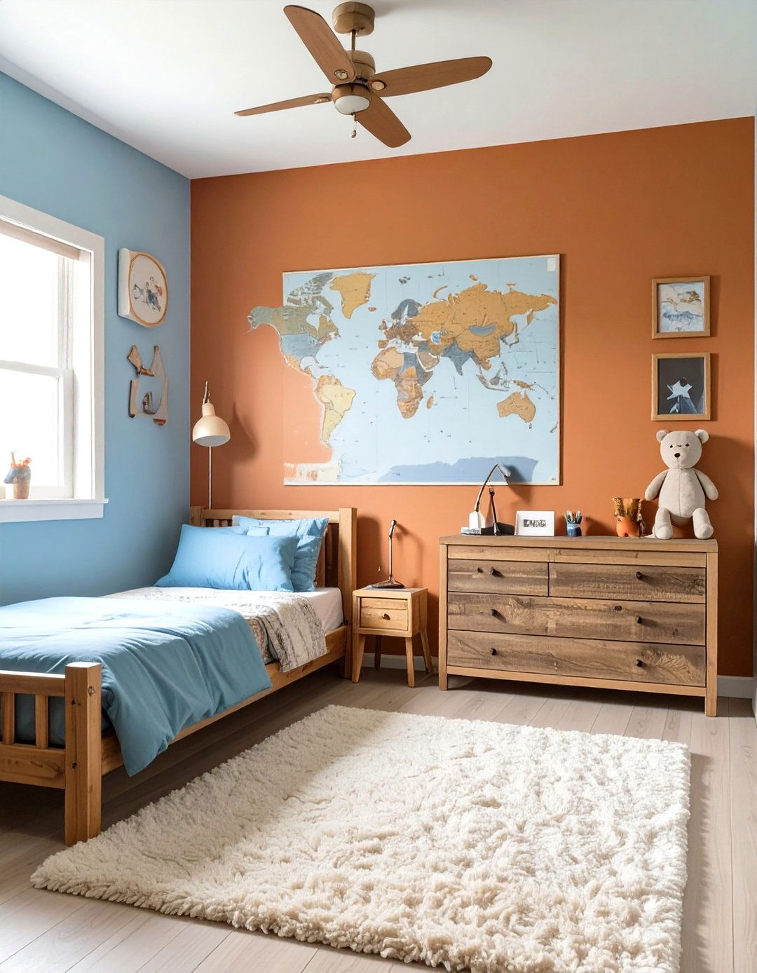 Adventurous Orange and Blue Boys Room - 30 boys room color ideas