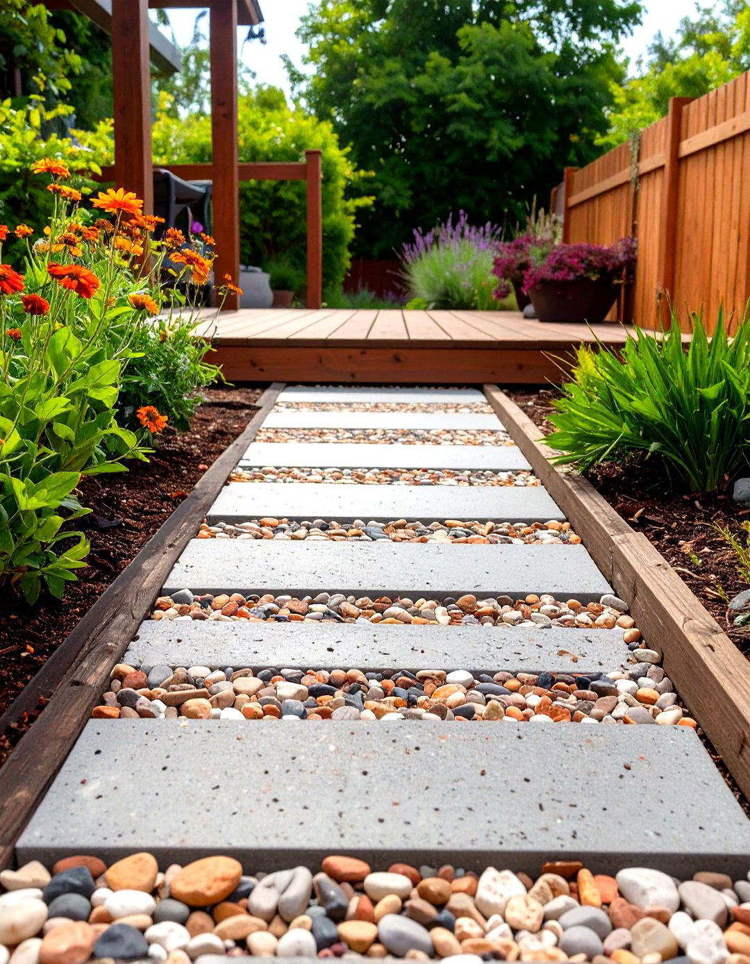 Aggregate Concrete Garden Path - 30 unique garden path ideas